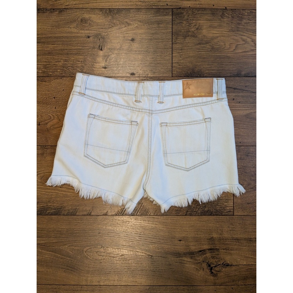 NWT Golden Goose White Denim Cut Off‎ Frayed Hem Shorts Made Italy Sz 28 Fits 32 - Picture 6 of 13